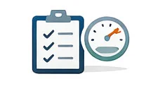 Illustration of a maintenance checklist and gauge
