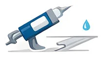 Illustration of a caulk gun sealing a seam